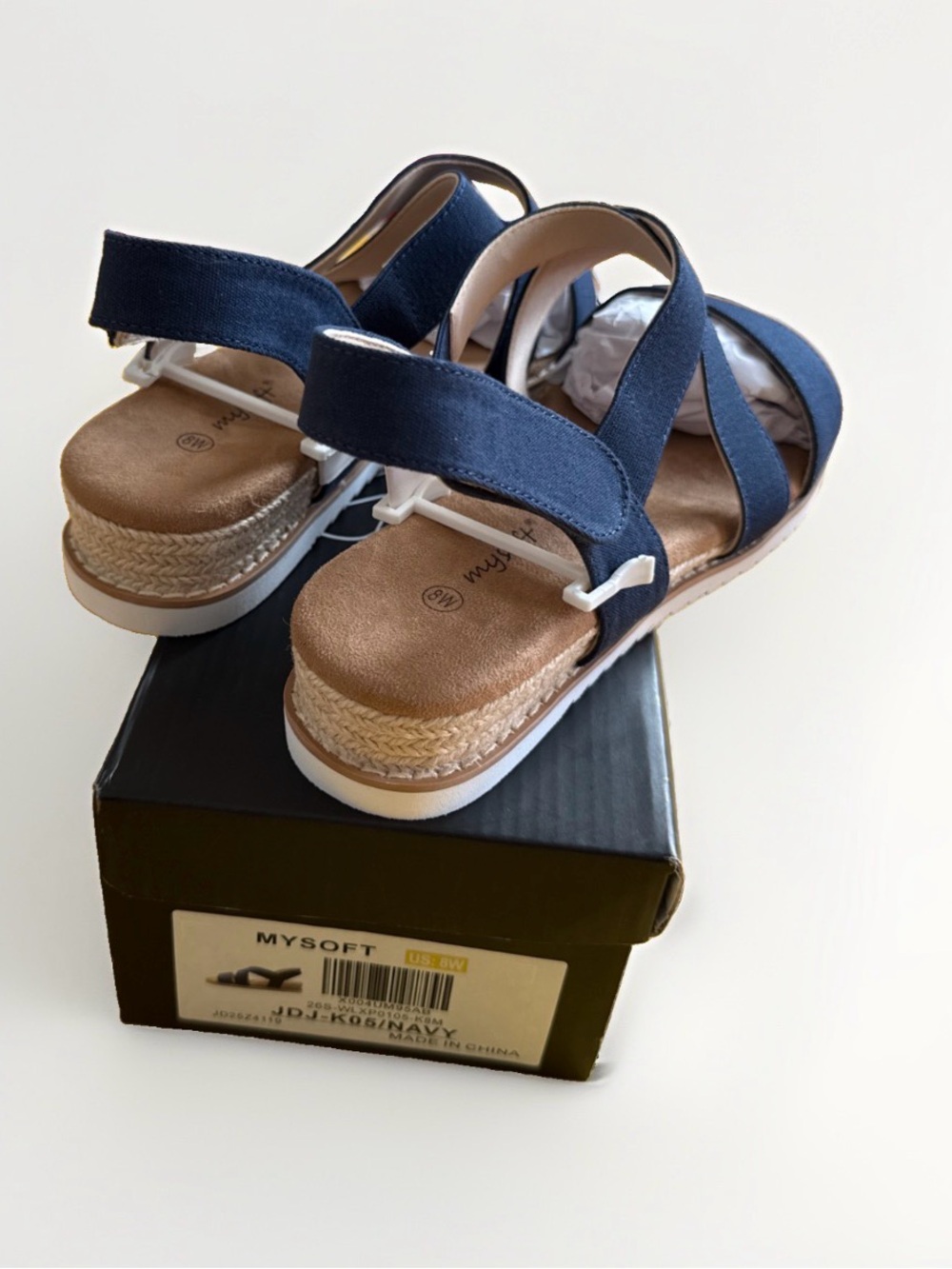 Women’s Navy Crossband Elastic Slingback Sandals - Picture 5 of 6